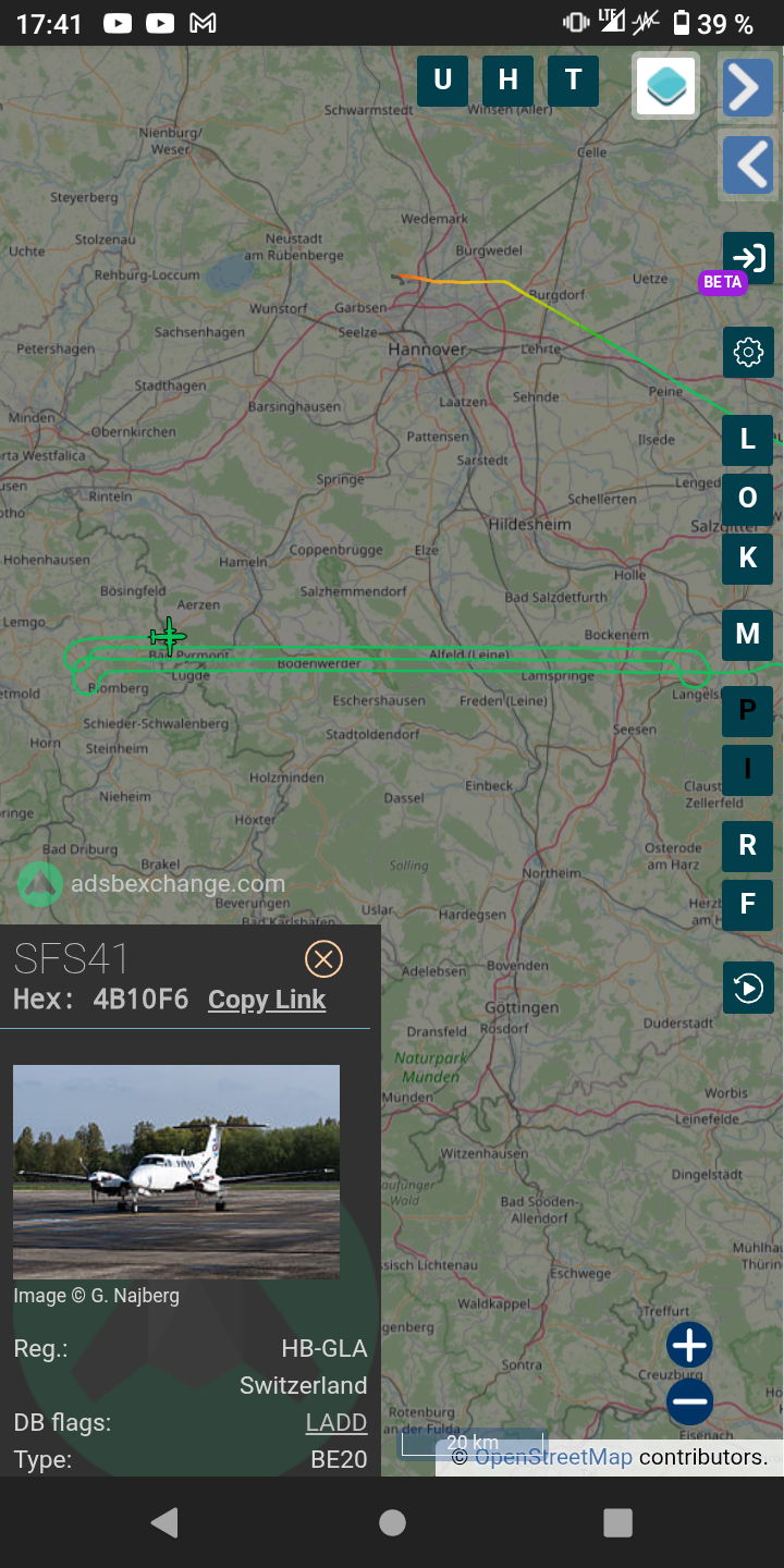 Parallelflug südlich von Hannover