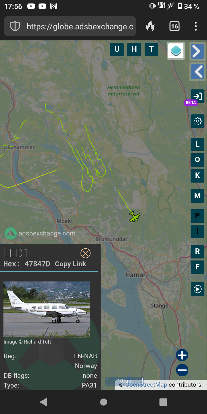 Parallelflug nördlich von Hamar